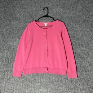 LL Bean Cardigan Sweater Womens XL Pink Supima Cotton Blend Button Up 281575